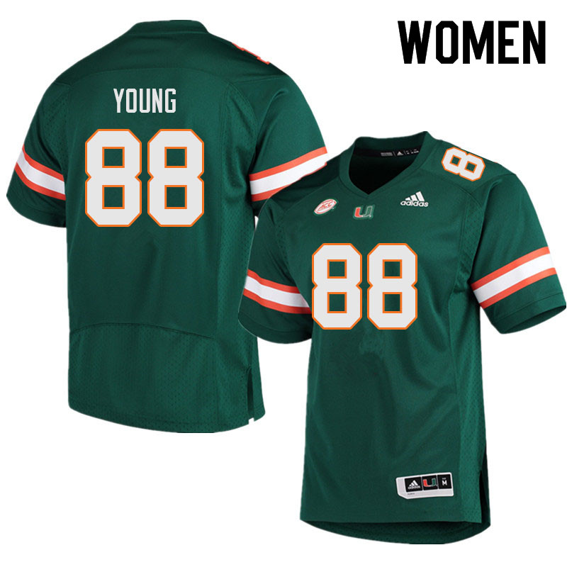 Women #88 Colbie Young Miami Hurricanes College Football Jerseys Sale-Green - Click Image to Close